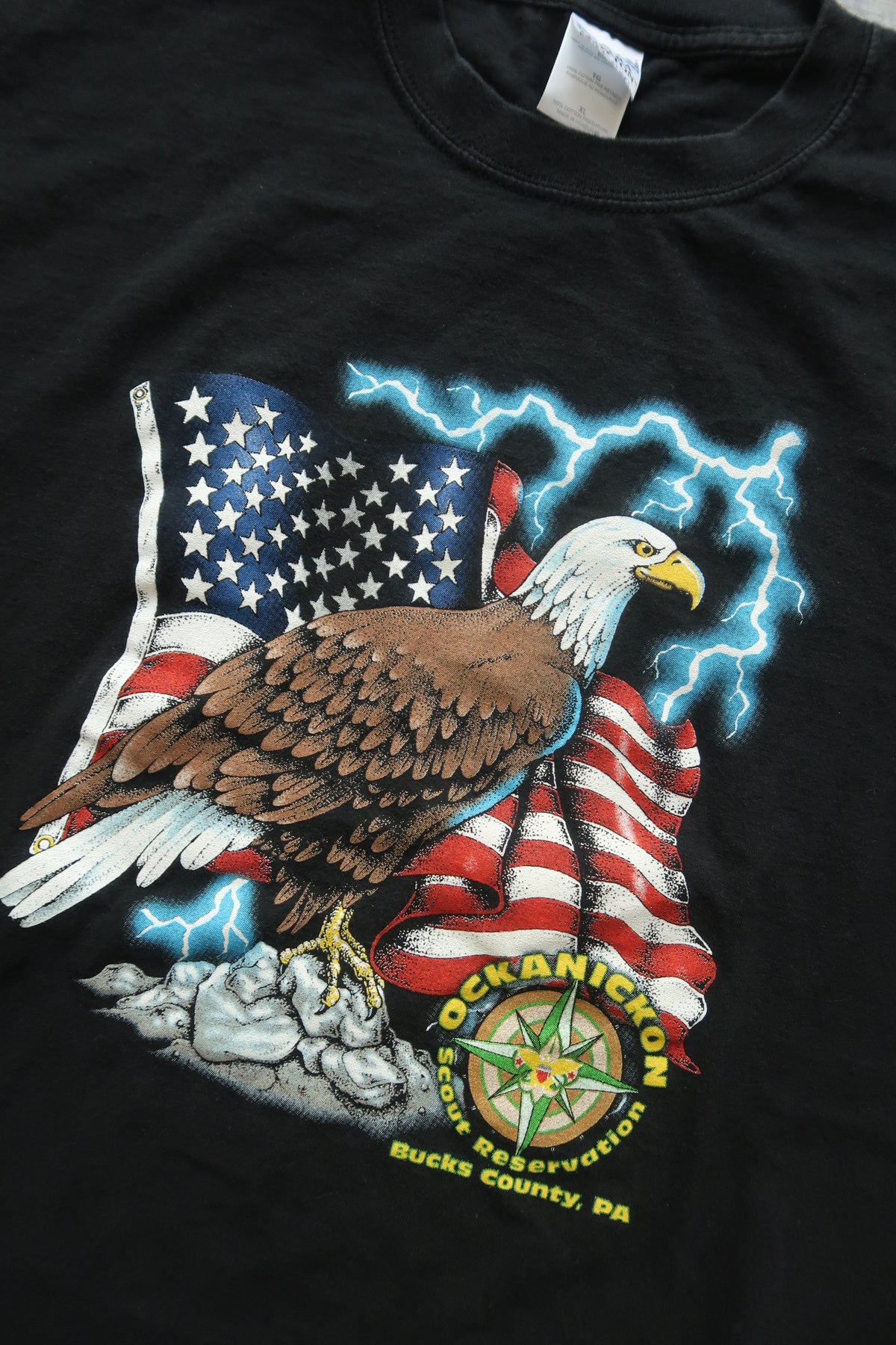 2000s Vintage Lightening Eagle Graphic Tee - Elektra Vintage