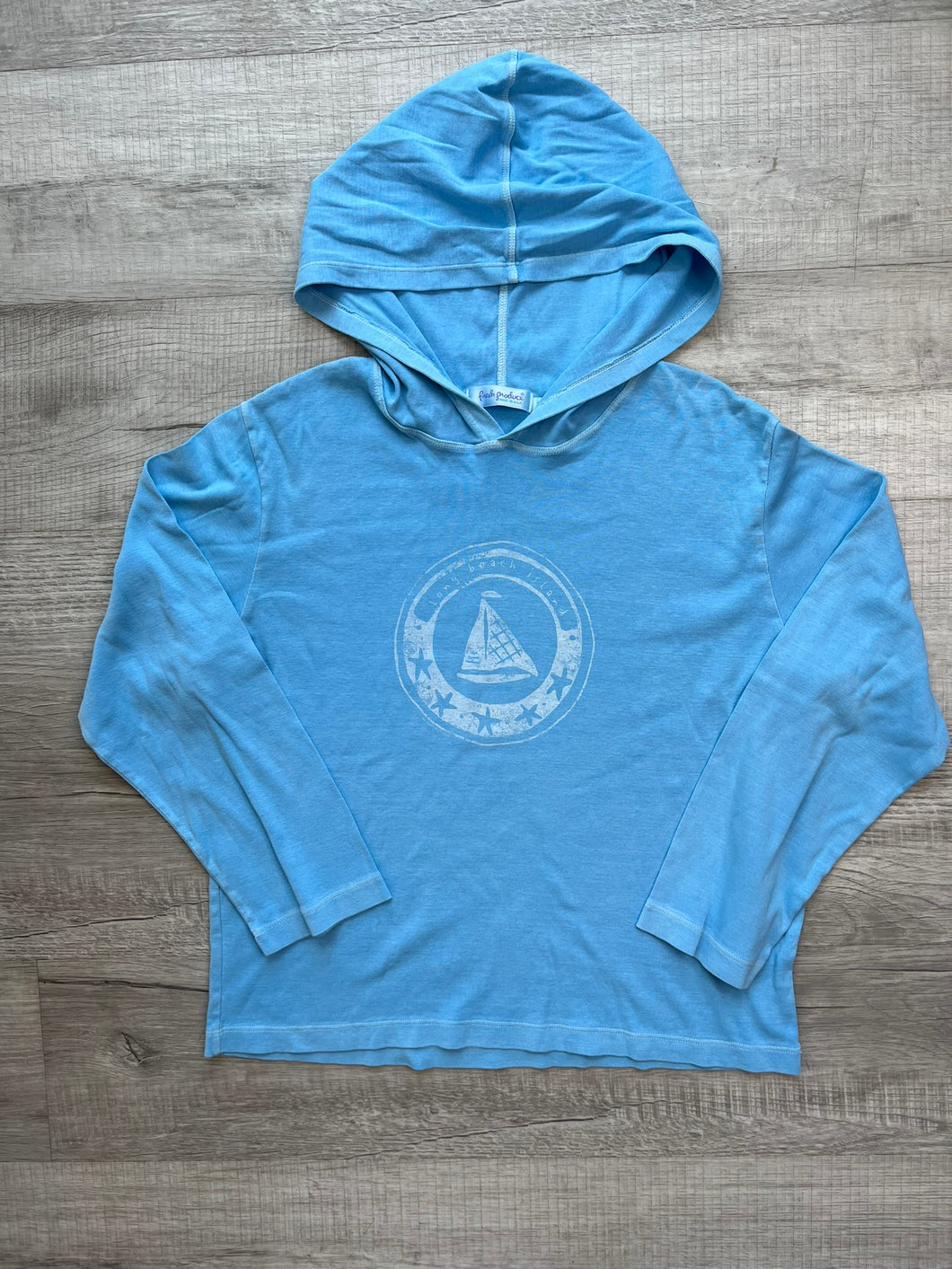 Vintage Long Beach Island Blue Sailboat Hoodie - Lightweight Pullover Hoodie by Fresh Produce