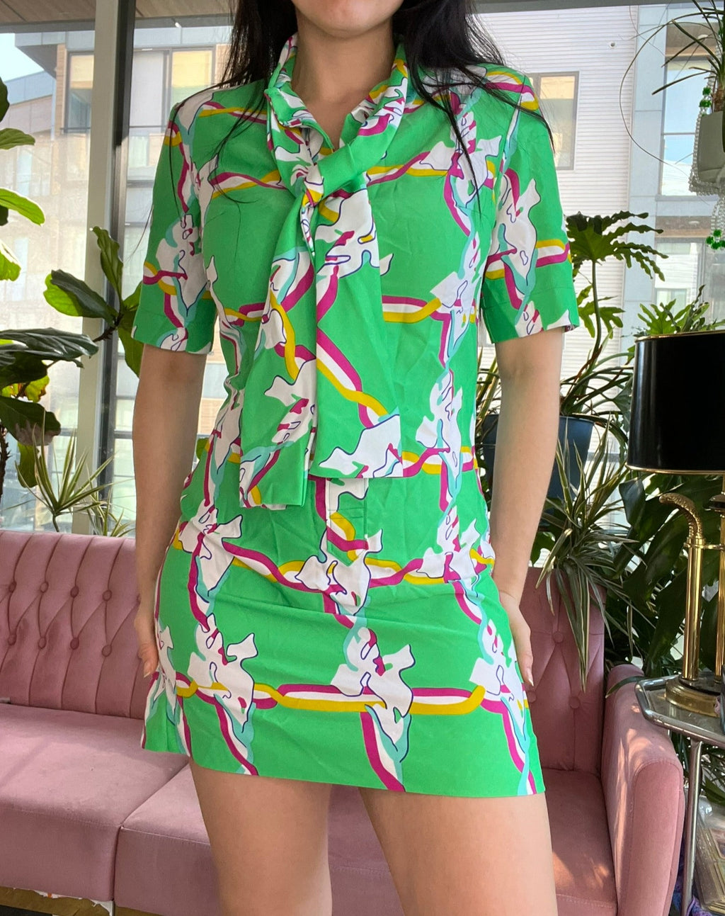 60s Vintage Green Mod Collared Mini Dress - Elektra Vintage