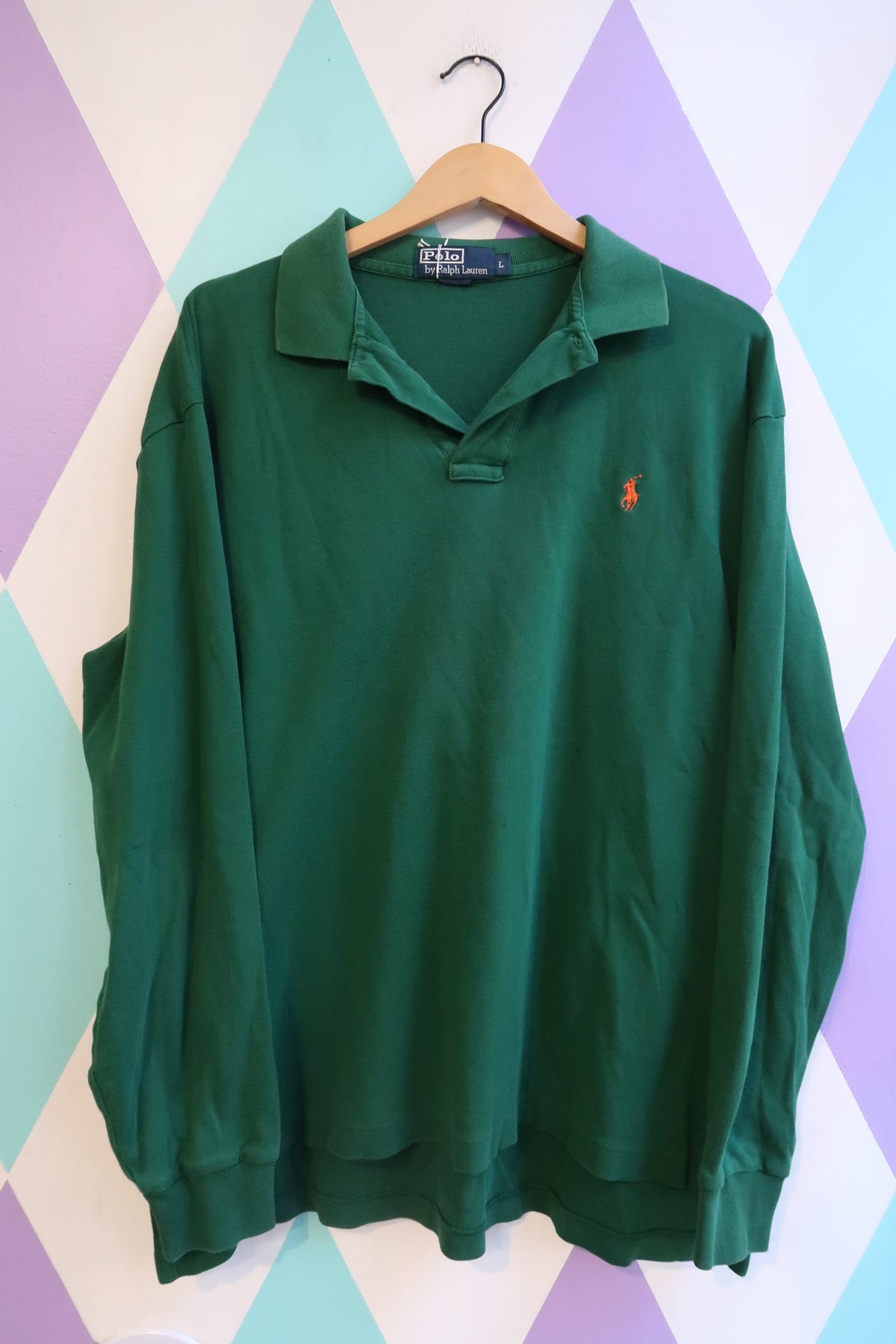 Vintage 90s Polo Ralph Lauren Forest Green Long Sleeve Polo
