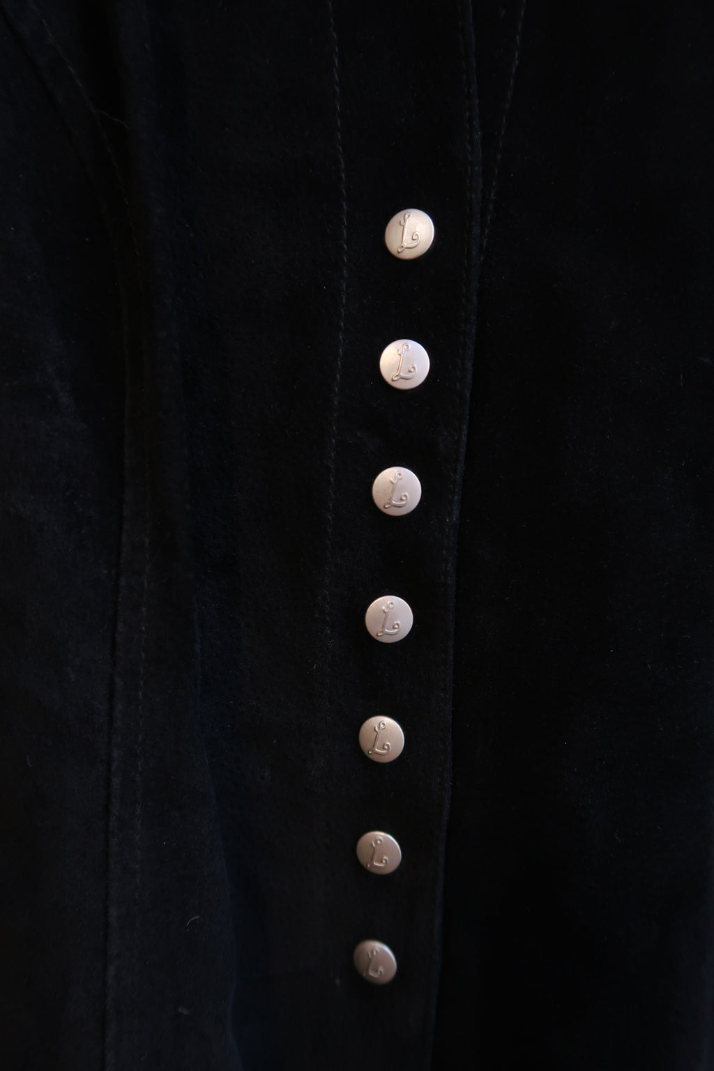 Vintage 2000s Black Suede Button Front Jacket