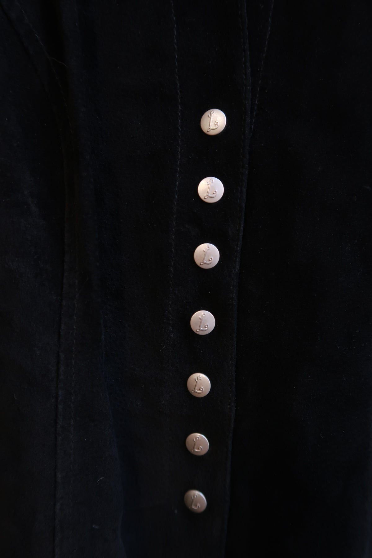 Vintage 2000s Black Suede Button Front Jacket