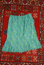 Load image into Gallery viewer, Vintage Y2K Blue Green Abstract Print Asymmetrical Midi Skirt
