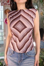 Load image into Gallery viewer, 90s Vintage Metallic Stripe Top – Red Geometric Sleeveless Tank
