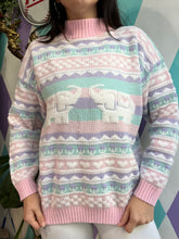 Load image into Gallery viewer, Vintage Pastel Elephant Knit Sweater
