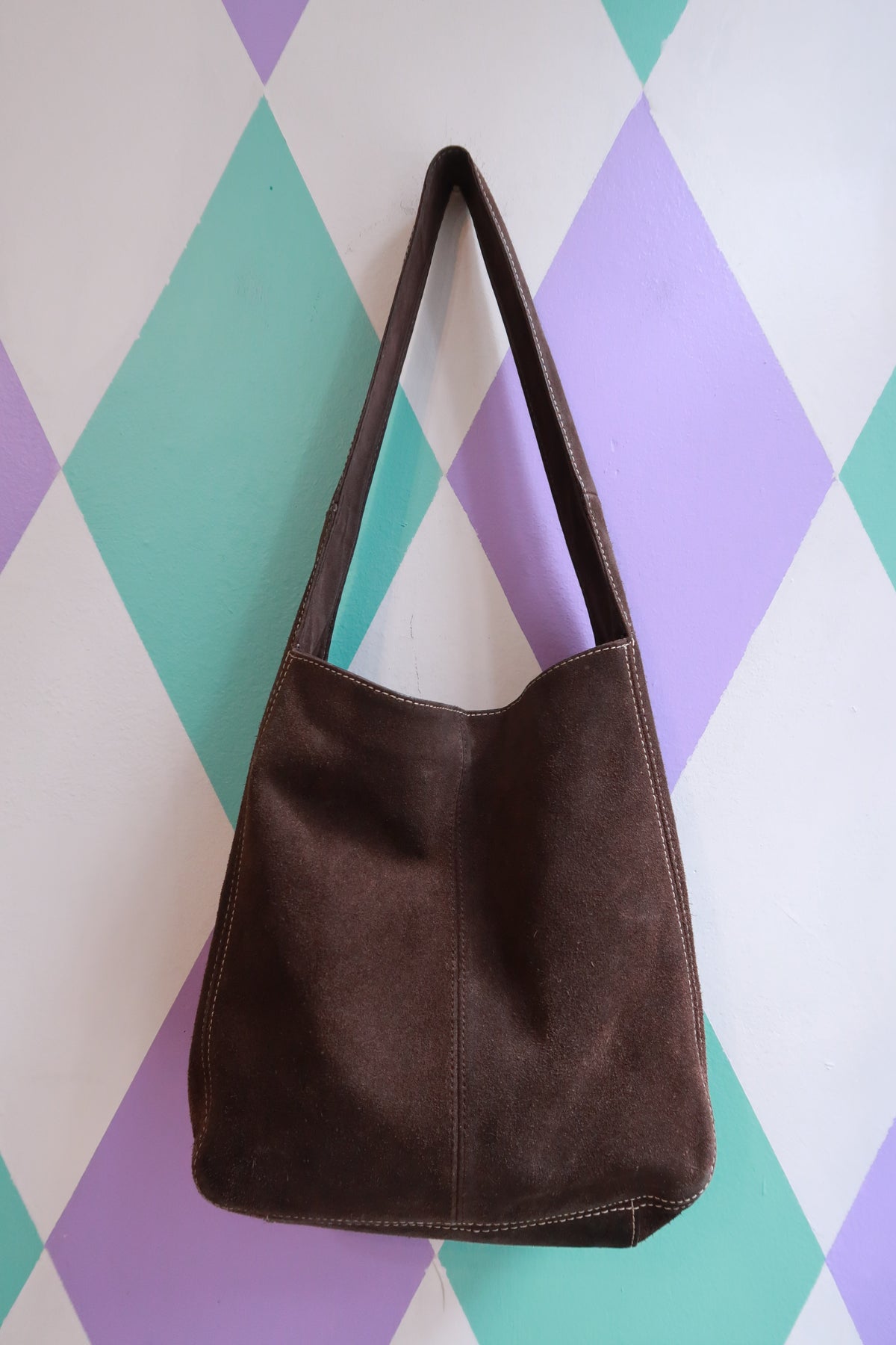 Vintage 2000s Old Navy Brown Suede Shoulder Bag Hobo Purse