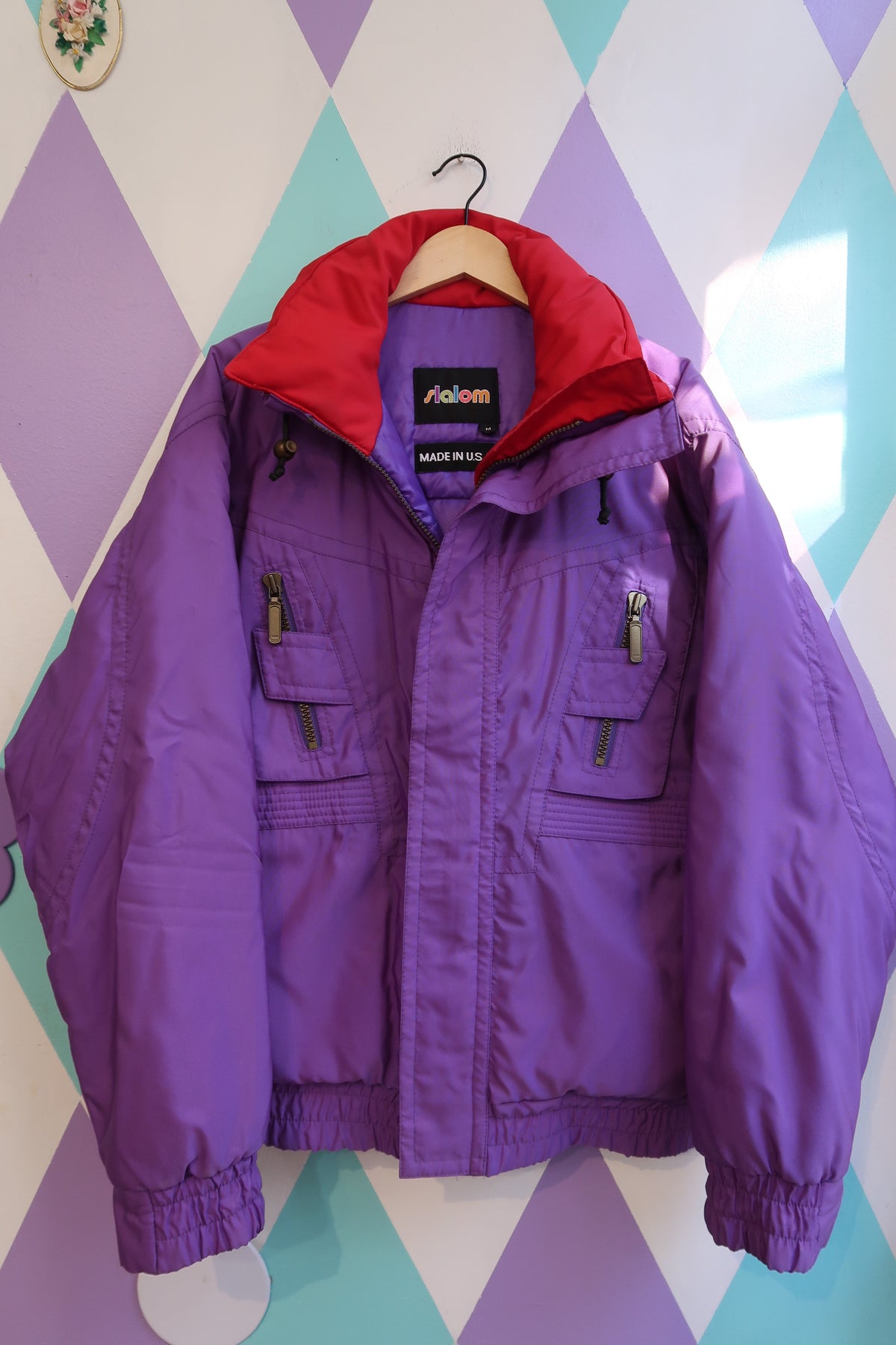 Vintage 90s Slalom Purple and Red Ski Jacket – Made in USA