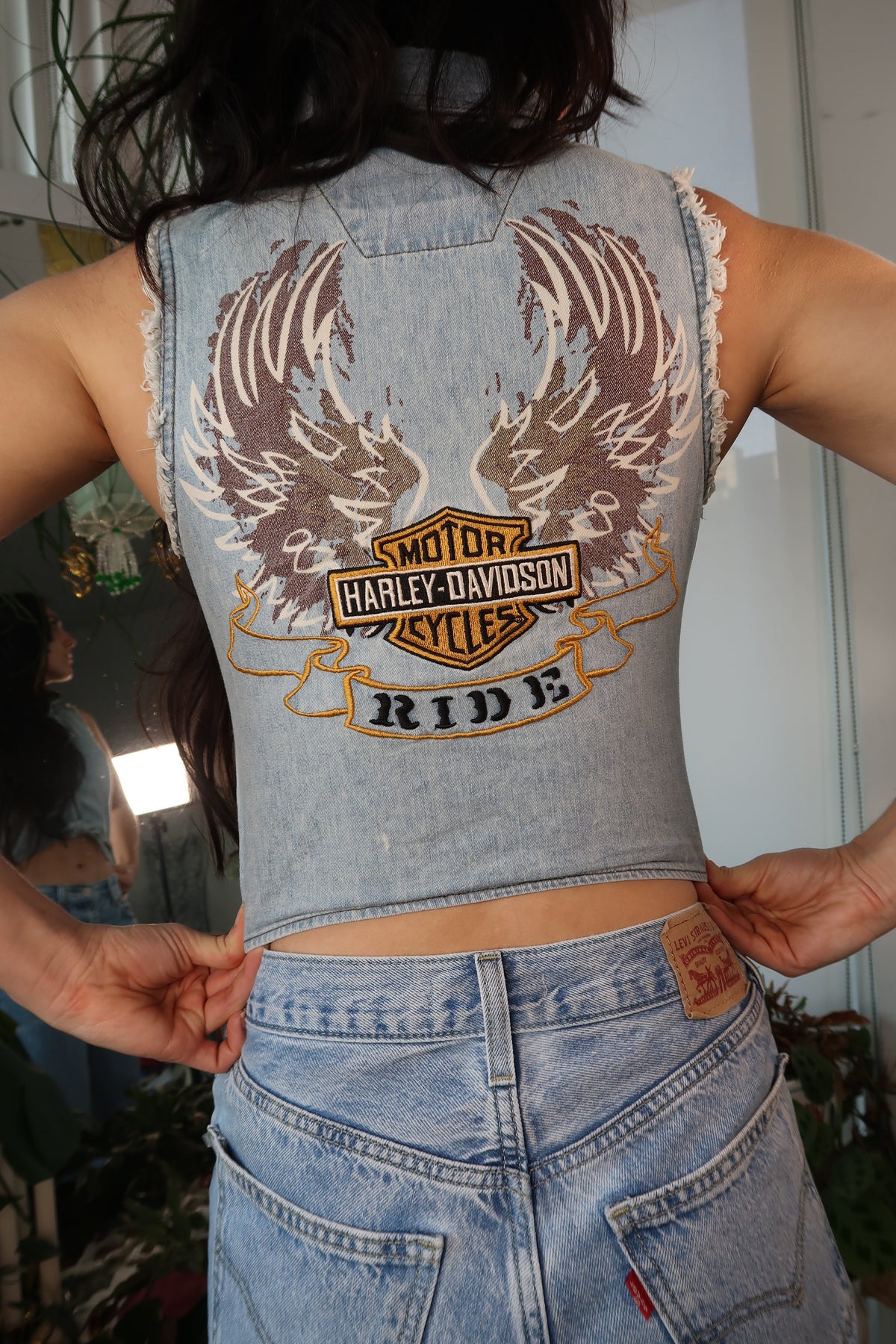 Vintage 2000s Harley Davidson Denim Vest