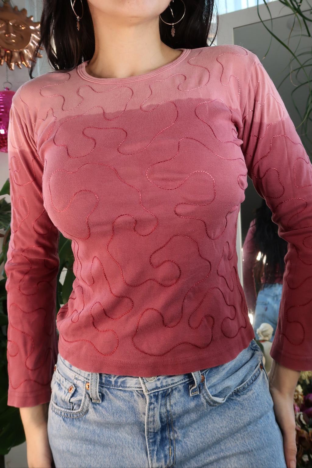 Vintage 2000s Two Tone Pink Long Sleeve Top