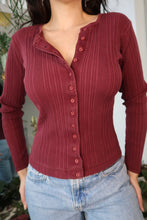 Load image into Gallery viewer, Vintage 2000s Aeropostale Burgundy Button Up Knit Long Sleeve
