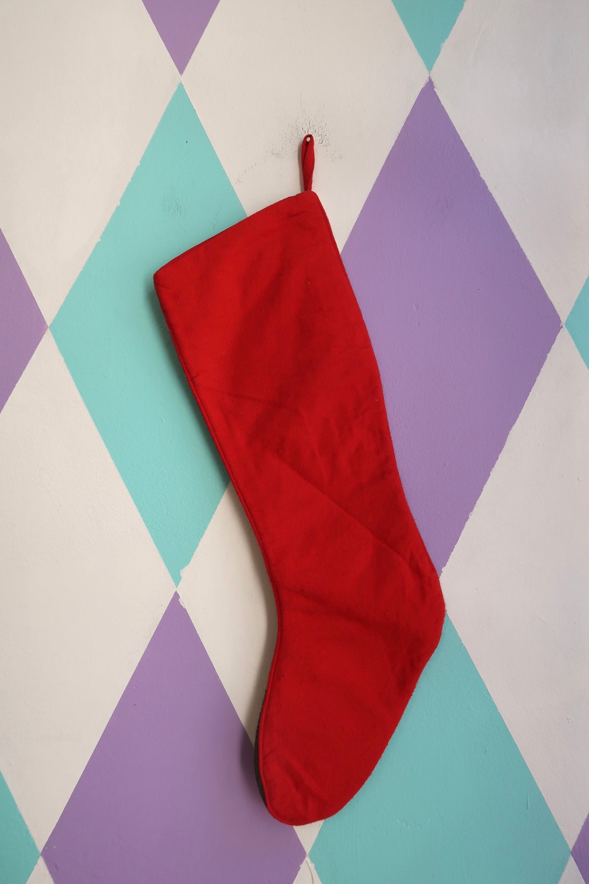 Vintage Needlepoint Christmas Stocking — Santa & Toys