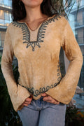 Vintage 2000s Western Bell Sleeve Top