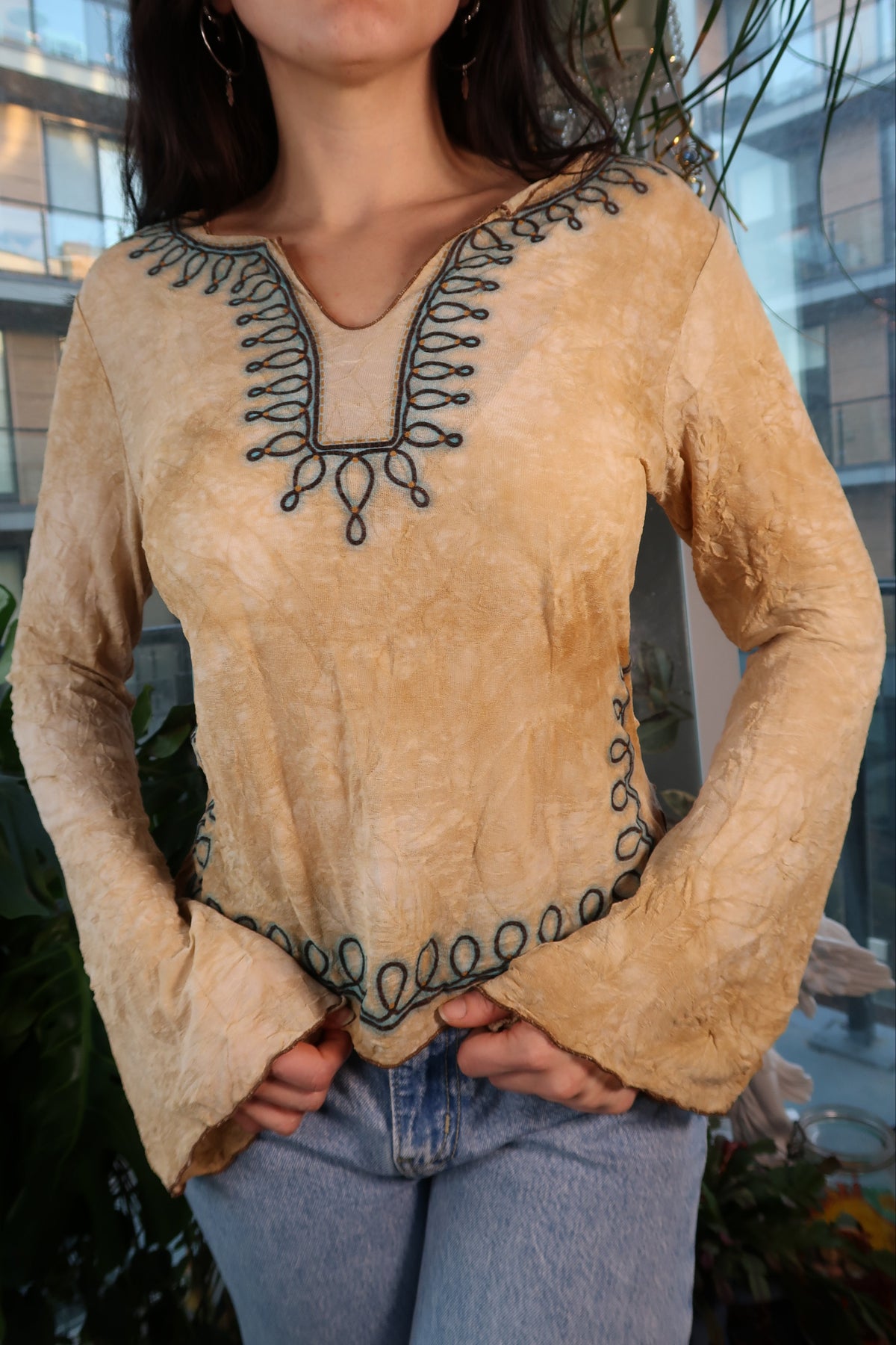 Vintage 2000s Western Bell Sleeve Top