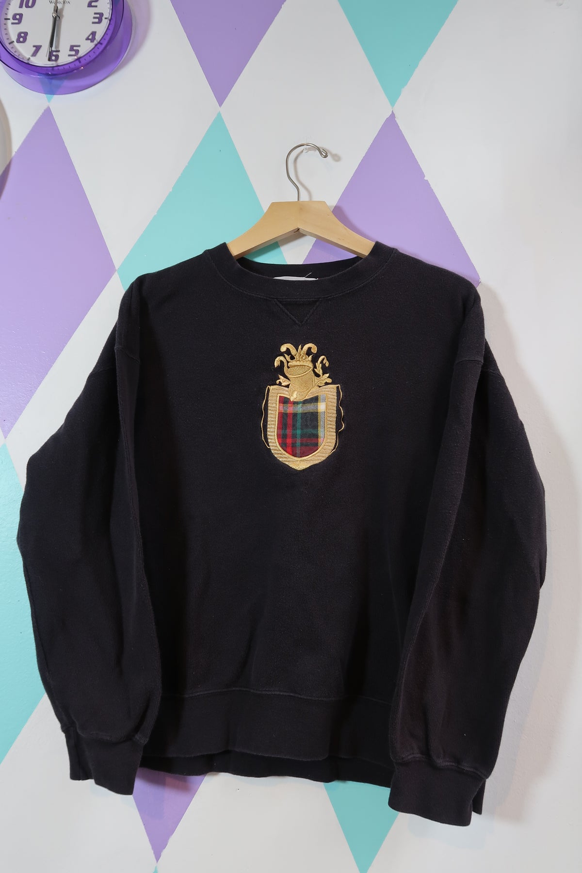 Vintage Family Crest Embroidered Crewneck Sweatshirt