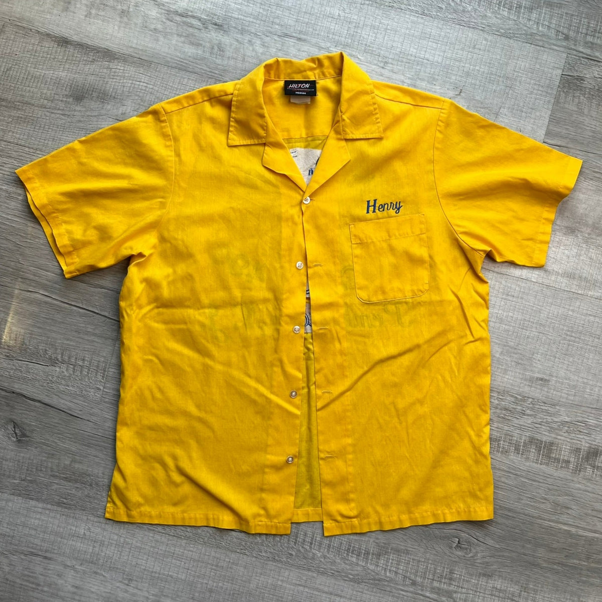 Vintage Hilton Yellow Embroidered Bowling Shirt - Elektra Vintage