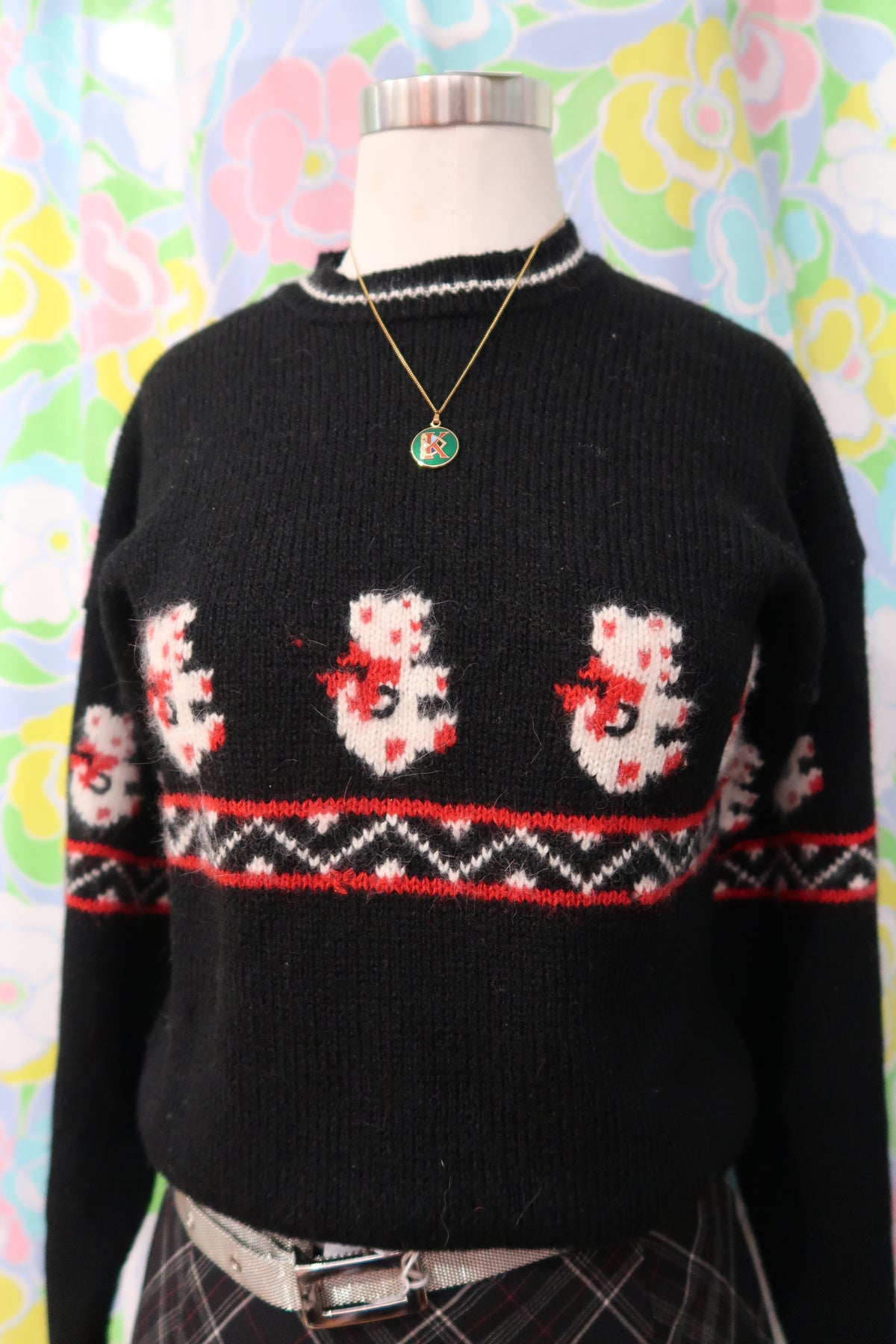 Vintage Teddy Bear 100% Wool Knit Sweater