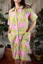 Load image into Gallery viewer, Vintage 1960s 1970s Pink Yellow Floral House Dress
