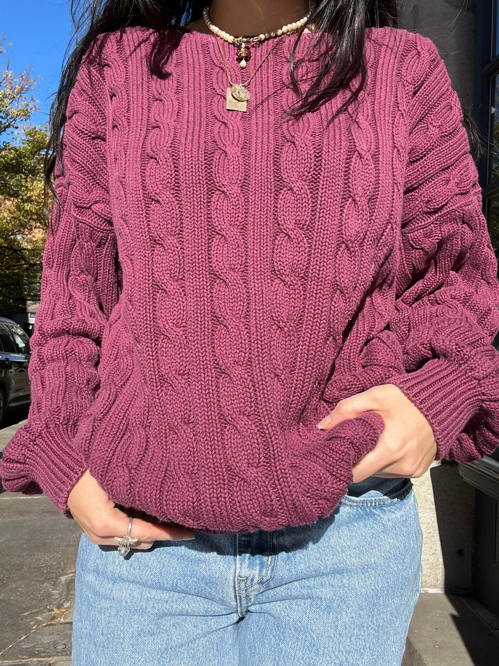 Vintage 1990s Gap Burgundy Chunky Knit Sweater - Elektra Vintage