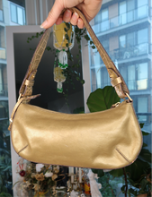 Load image into Gallery viewer, Vintage 2000s Metallic Gold Shoulder Bag with Croc Embossed Strap
