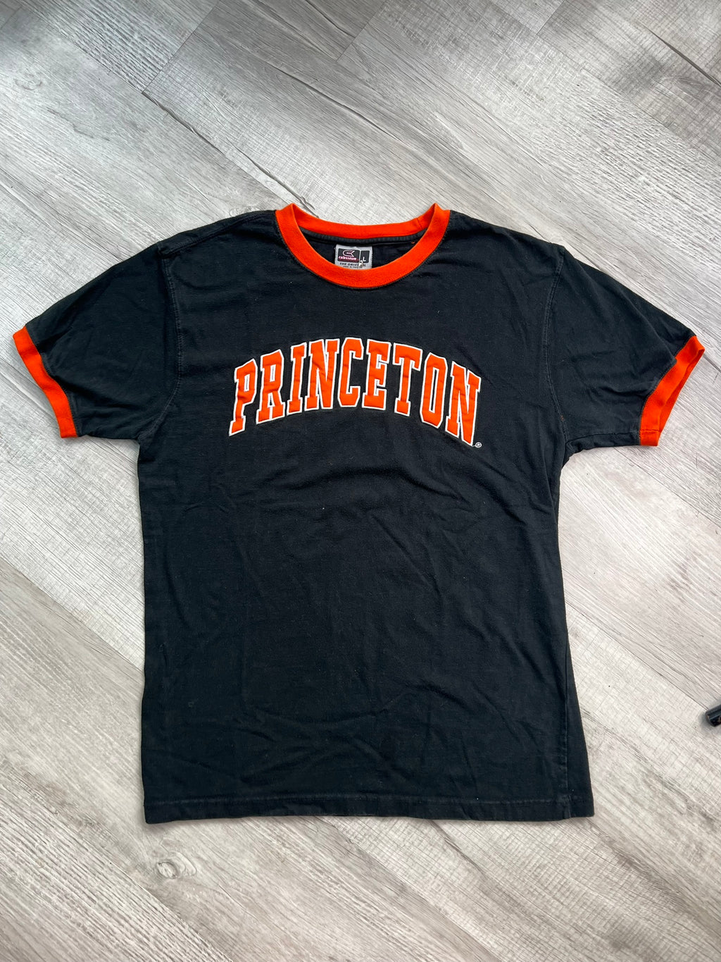 Vintage Princeton University ringer tee by Elektra Vintage, featuring a classic college logo on a retro style cotton shirt