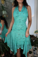 Load image into Gallery viewer, Vintage 2000s Teal Glittery Fairycore Dress
