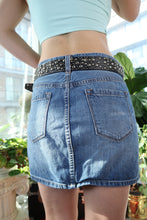 Load image into Gallery viewer, Vintage 2000s Express Black Studded Rhinestone Leather Belt

