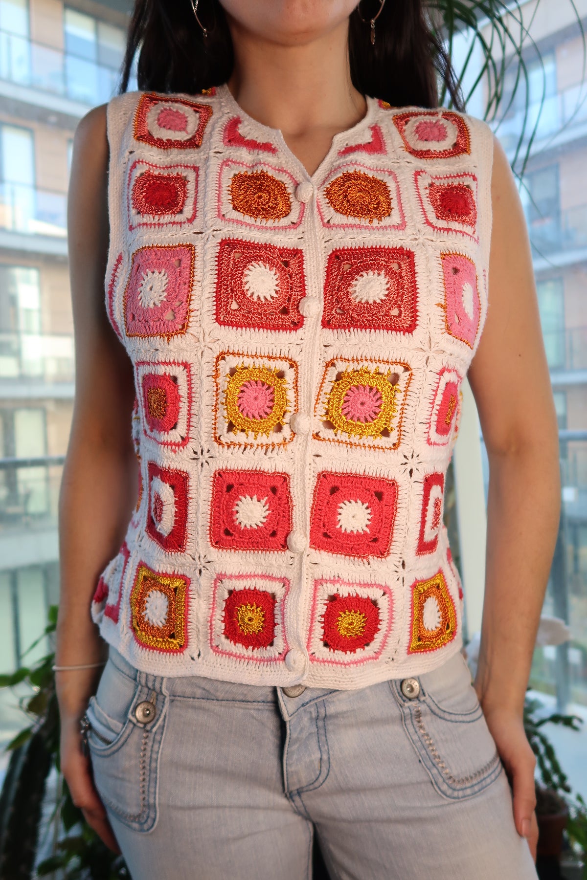 NWT Vintage Crochet Granny Square Vest