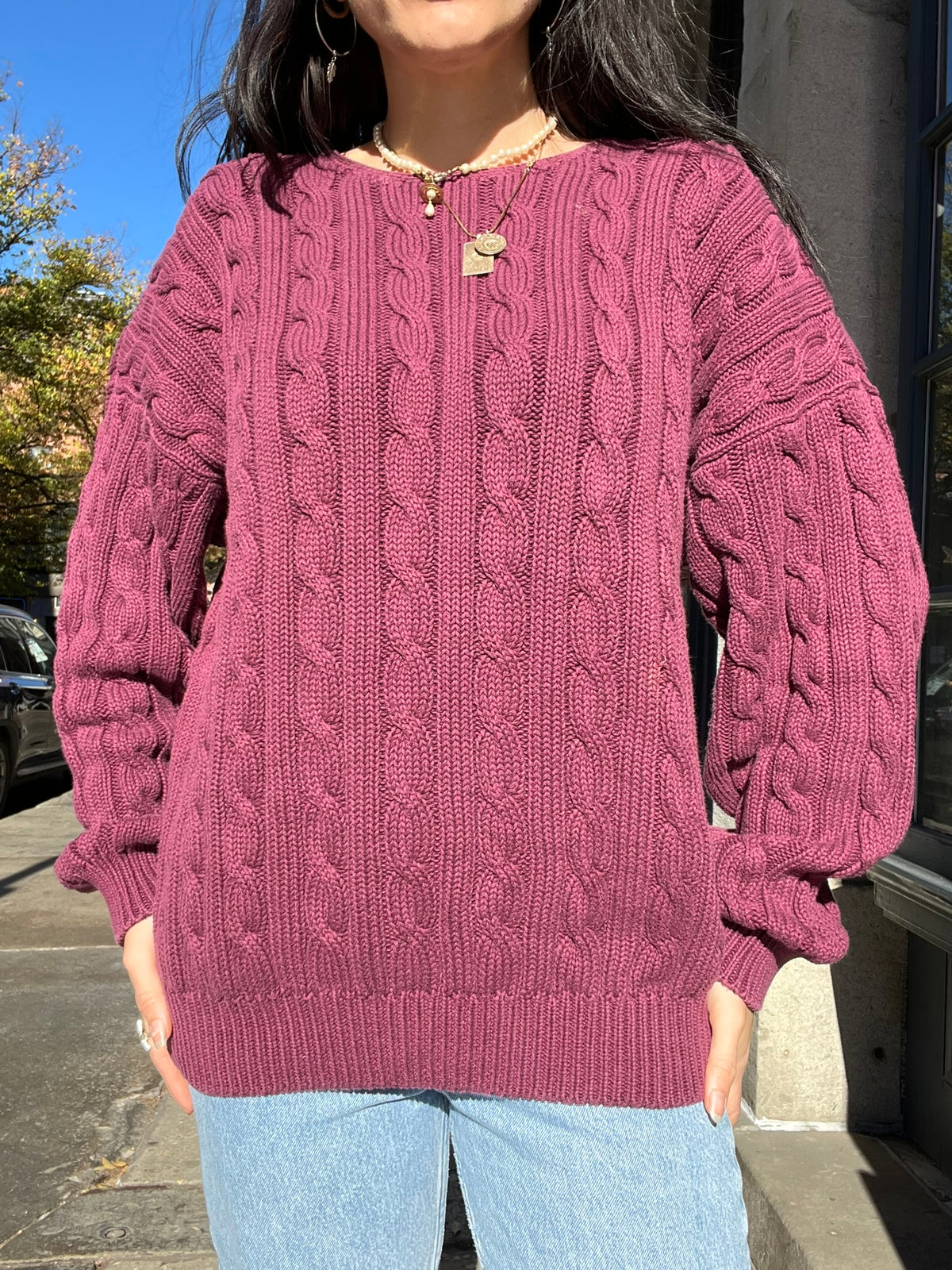 Vintage 1990s Gap Burgundy Chunky Knit Sweater - Elektra Vintage