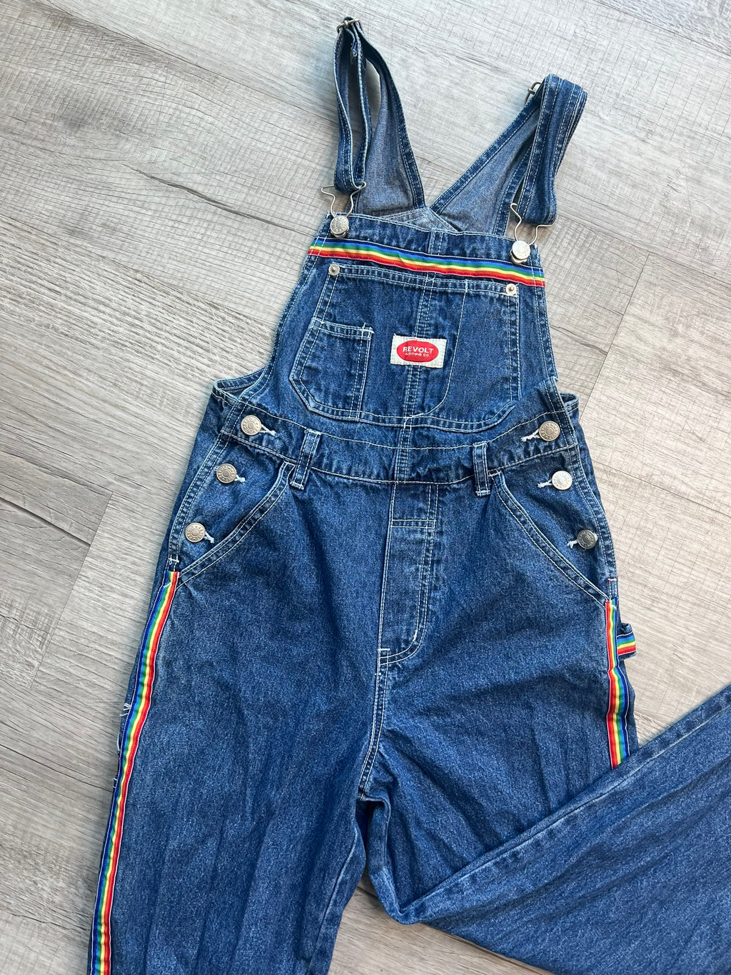 90s Vintage Revolt Rainbow Denim Overalls - Elektra Vintage