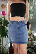 Vintage Sequin Patches Denim Skirt - Elektra Vintage