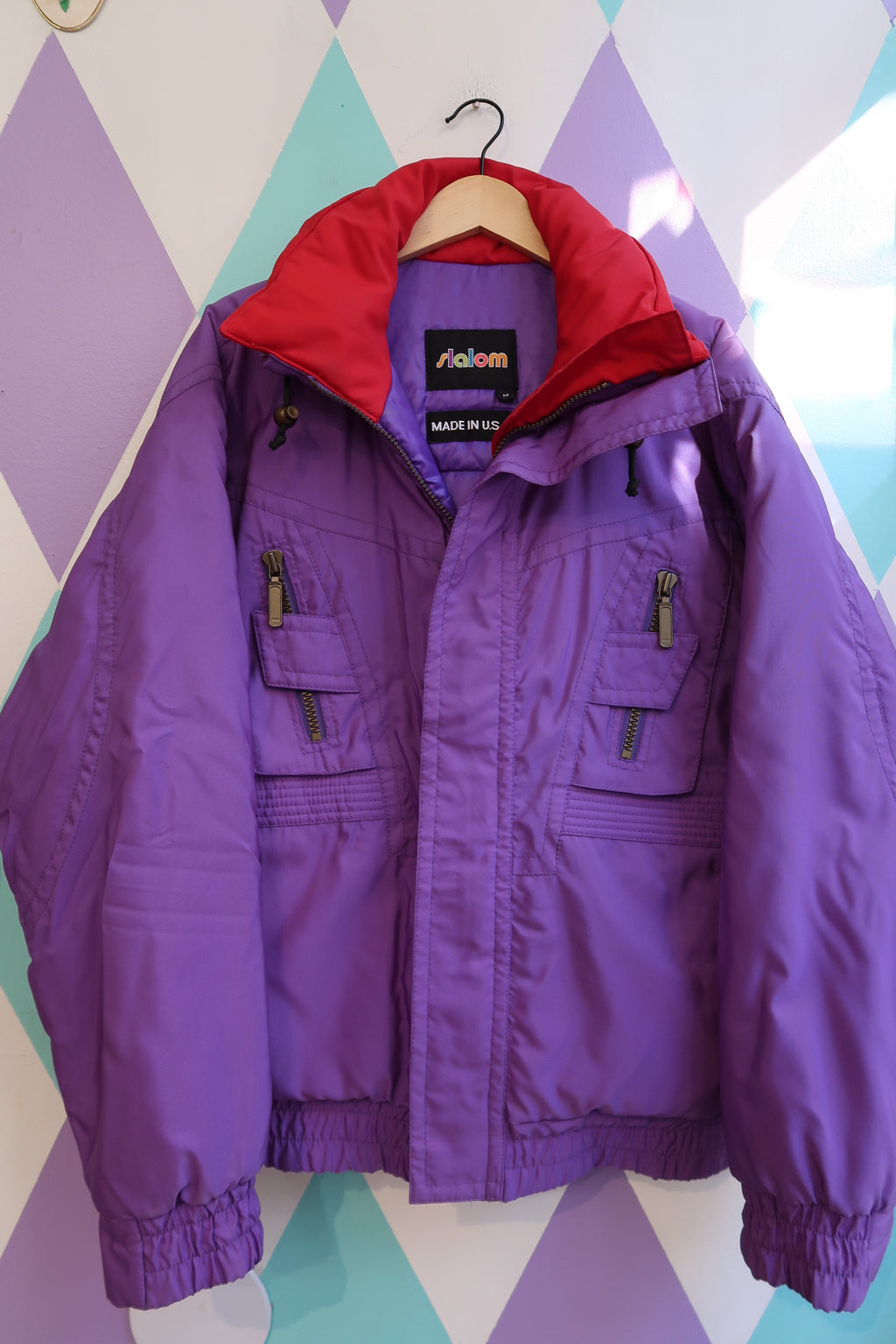 Vintage 90s Slalom Purple and Red Ski Jacket – Made in USA
