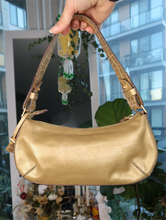 Load image into Gallery viewer, Vintage 2000s Metallic Gold Shoulder Bag with Croc Embossed Strap
