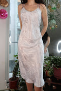 Vintage Silver Floral Satin Slip Dress