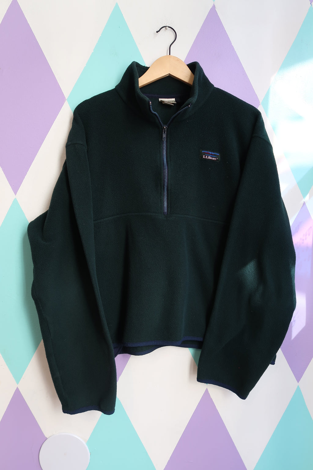 Vintage 90s L.L. Bean Forest Green Fleece Quarter Zip Pullover