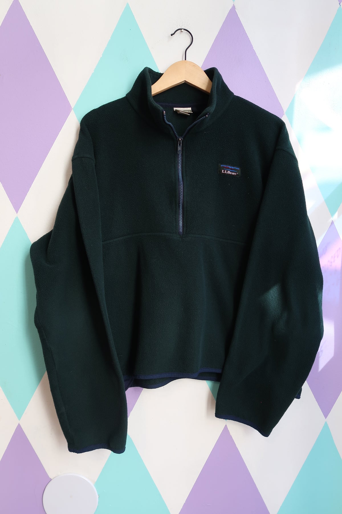 Vintage 90s L.L. Bean Forest Green Fleece Quarter Zip Pullover