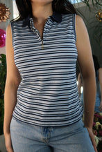 Load image into Gallery viewer, Vintage 2000s blue stripped Quarter Zip Tank Top
