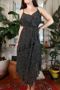 Black and white polka dot ruffle midi dress by Elektra Vintage featuring vintage 2000s style and feminine design.