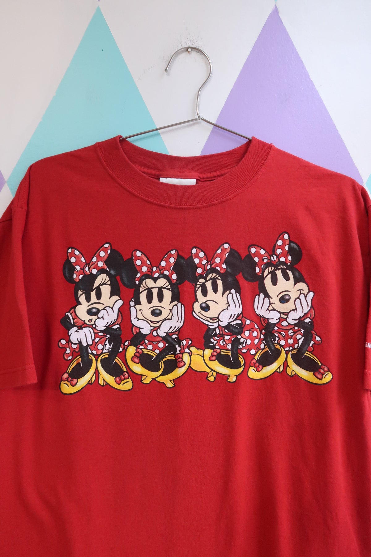 Vintage 90s Minnie Mouse graphic T-shirt by Elektra Vintage featuring colorful Disney character print and classic style.