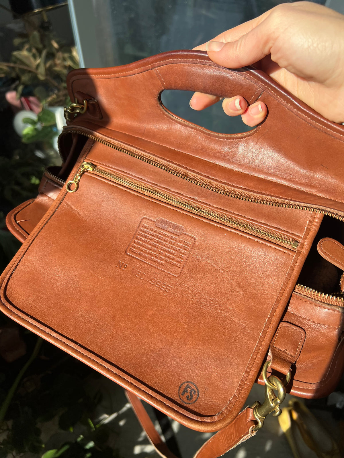 Vintage Coach 9995 Brown Leather Zip Top Tote Briefcase Shoulder Bag W/ Strap