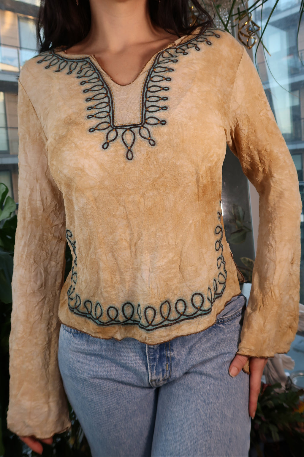 Vintage 2000s Western Bell Sleeve Top