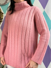 Load image into Gallery viewer, Vintage Pink Ribbed Turtleneck Sweater
