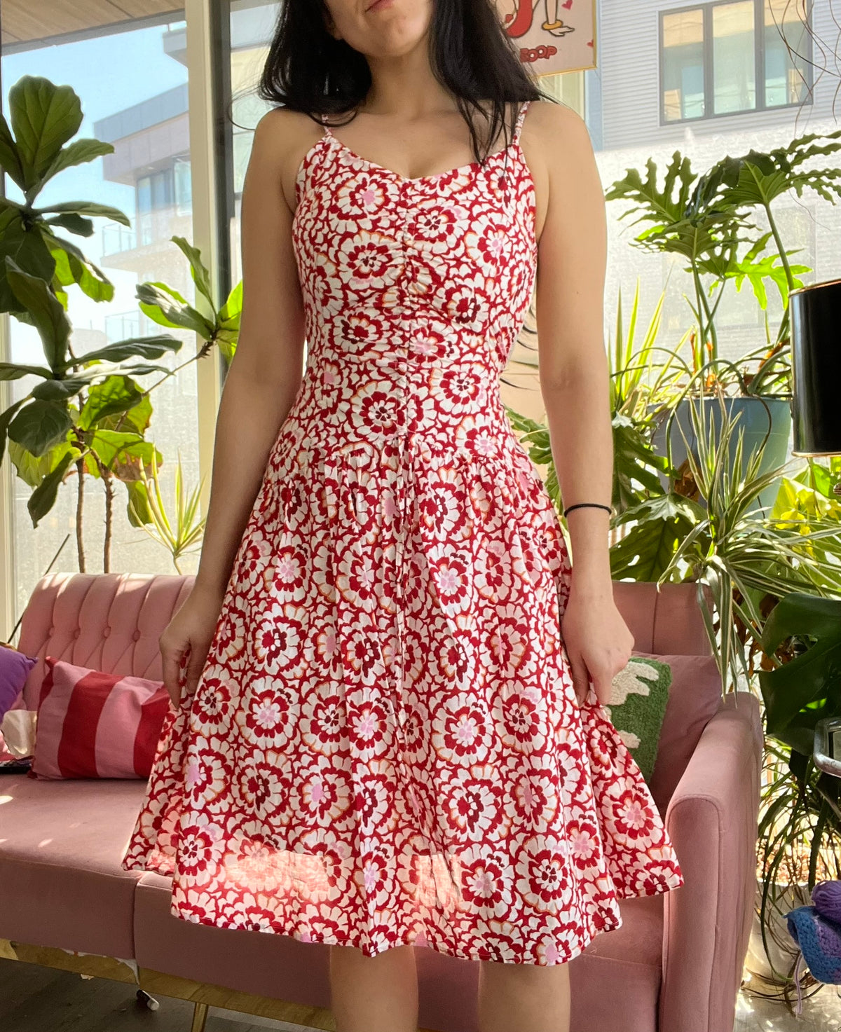 BCBG Maxazria Red Floral Dress - Elektra Vintage
