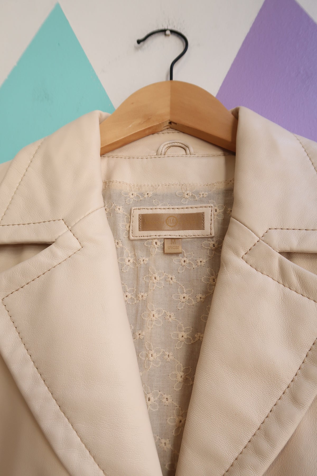 Vintage 2000s Wilsons Leather Cream Blazer Jacket - Elektra Vintage