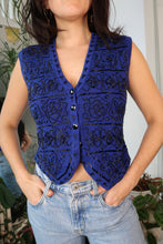 Load image into Gallery viewer, Vintage Beaded Blue Knit Sweater Vest
