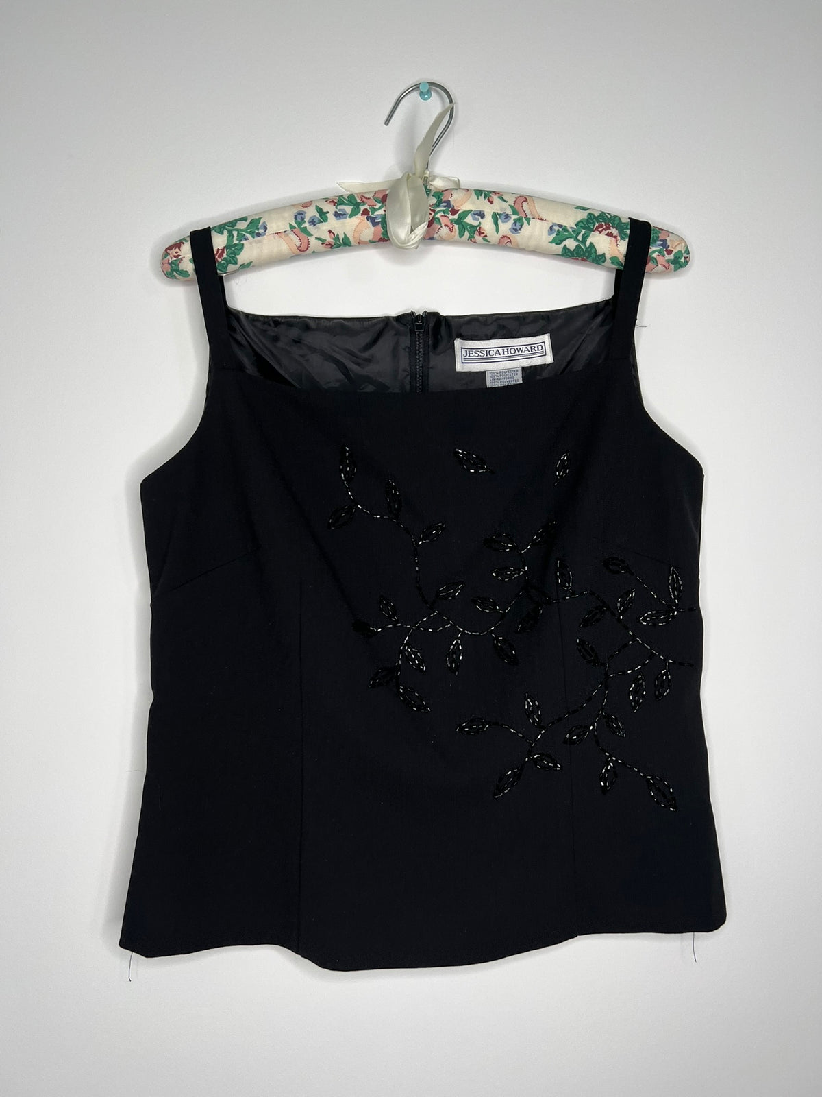 Vintage Jessica Howard beaded bodice top for women, featuring intricate beadwork and a classic 90s style from Elektra Vintage.