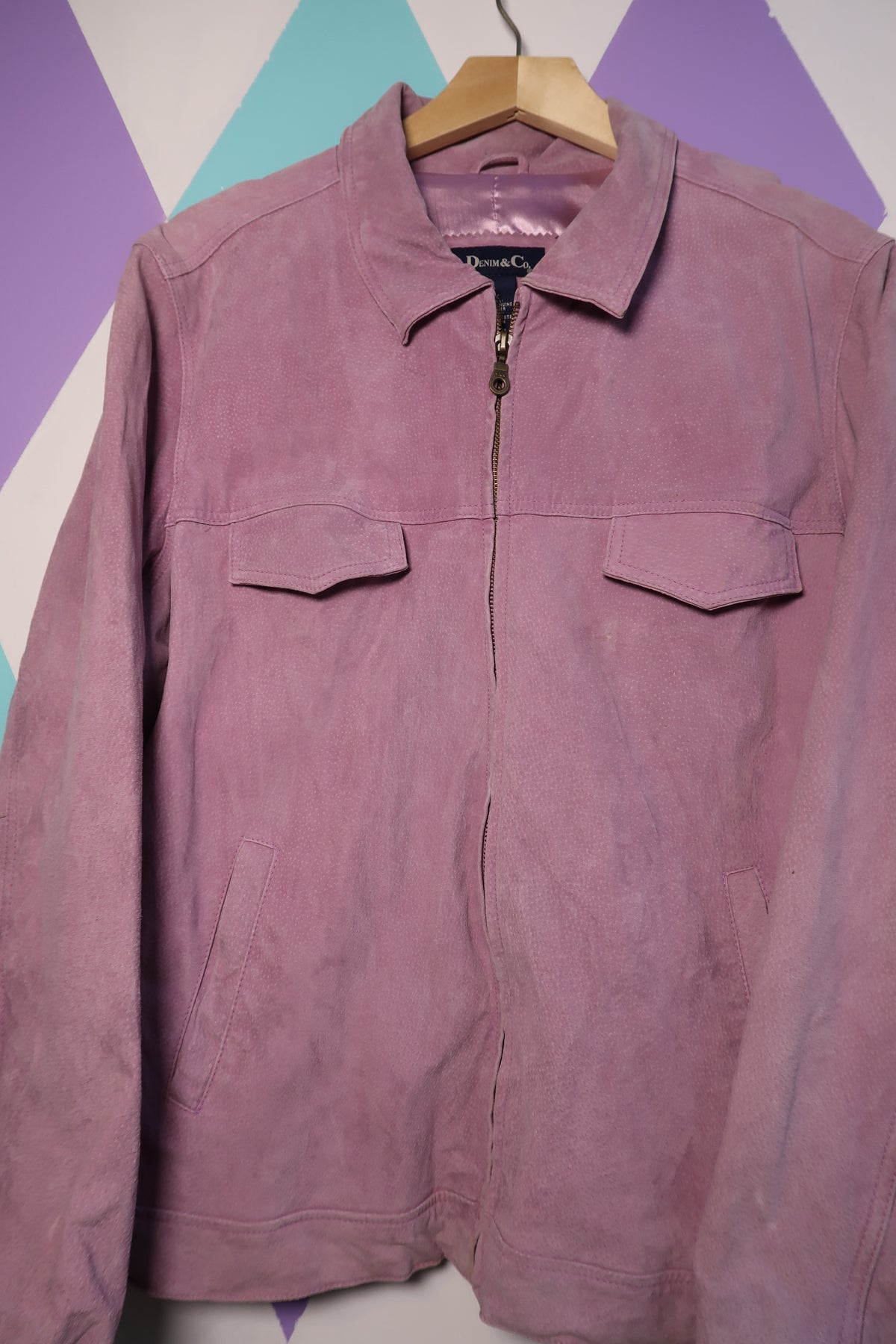 Vintage Lavender Suede Leather Jacket