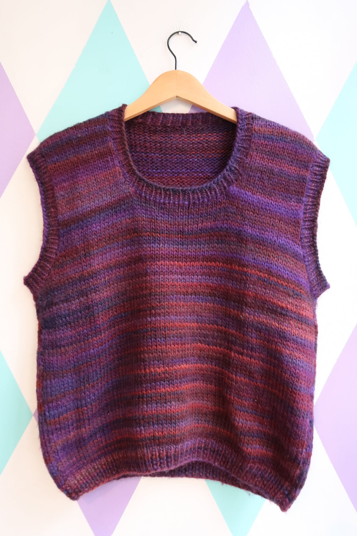 Vintage 1970s Hand Knit Wool Vest
