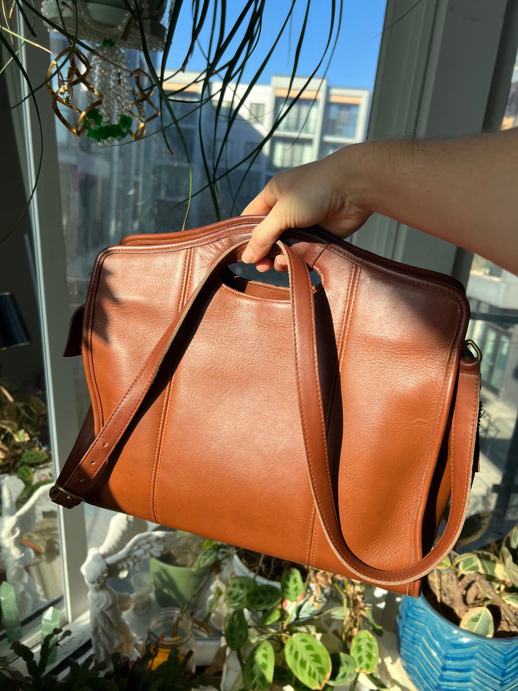 Vintage Coach 9995 Brown Leather Zip Top Tote Briefcase Shoulder Bag W/ Strap