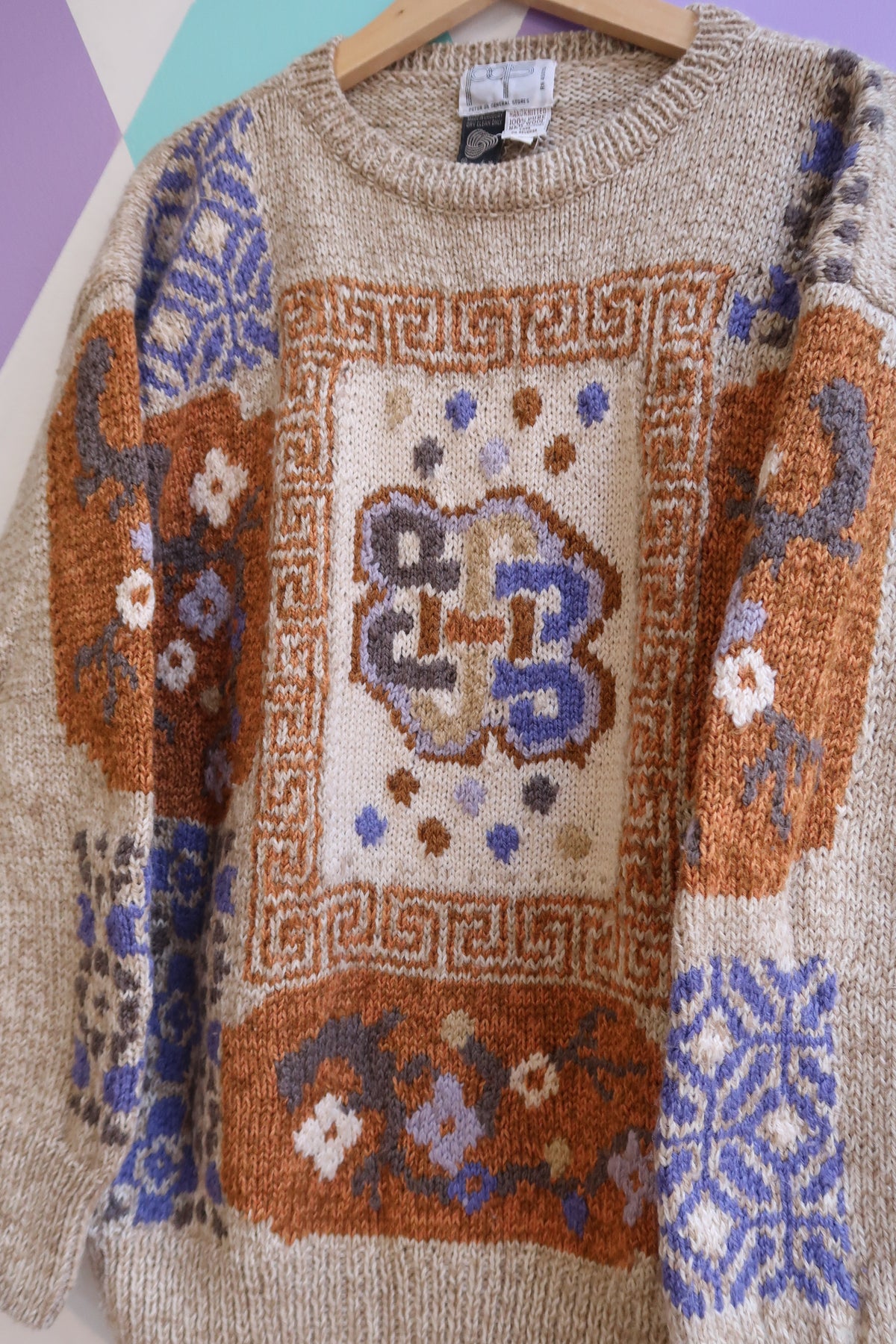 Vintage 1980s 100% Wool Celtic Knot Sweater