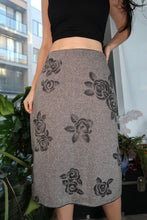 Load image into Gallery viewer, Vintage 2000s Grey Wool Tweed Rose Midi Skirt
